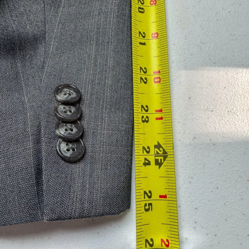 Sean John Blazer Mens 42R Gray Pinstripe Two Button Suit Jacket Notch‎ Lapel